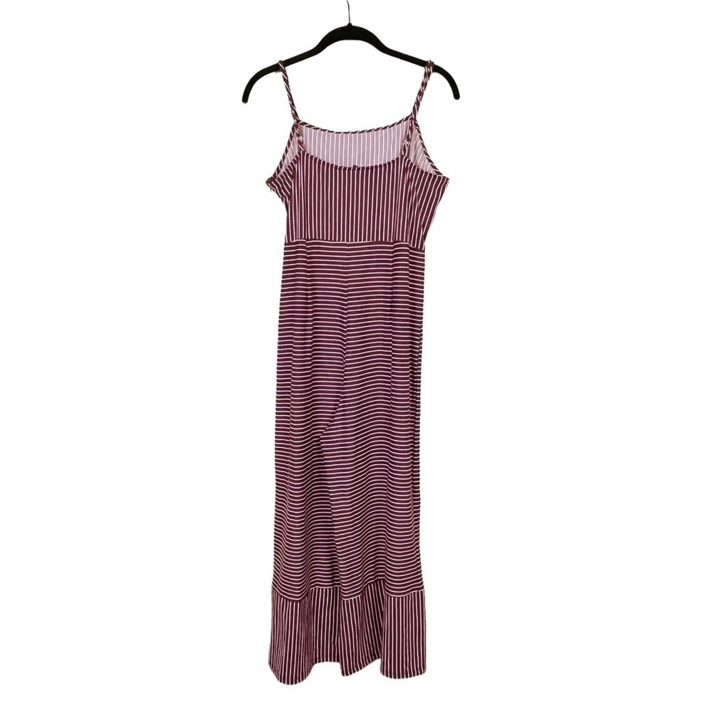 Poof Red Stripe Spaghetti Strap Stretch Side Zip Wide leg Jumper Jumpsuit Size M - Picture 4 of 6
